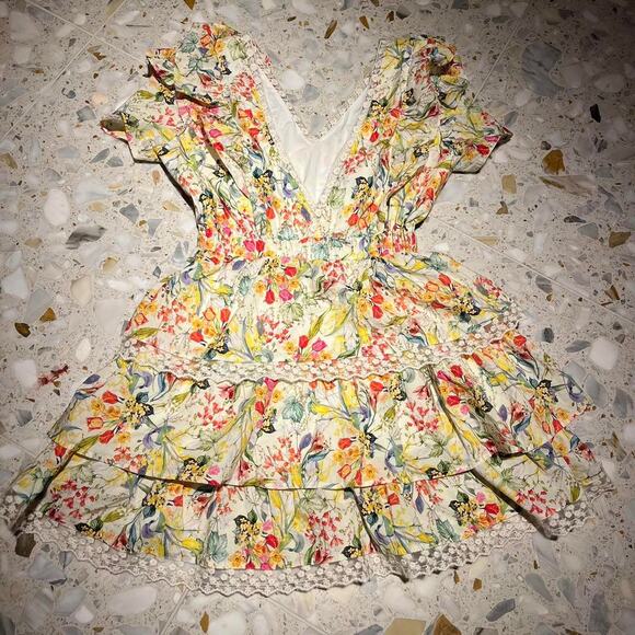 LAIT Knee Length Summer Dress Ruffles Knee Tier Layered Cottagecore Whimsycore L - Picture 8 of 9